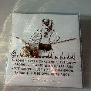 Gold “M” Volleyball Charm Necklace